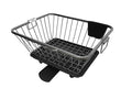 360 Degree Stainless Steel Utensil Basket, Drainer Dish Drainer Basket with Tray for Kitchen Vessel Drainer Rack, Dish Drying Rack with Tray and Cutlery Holder (Black)