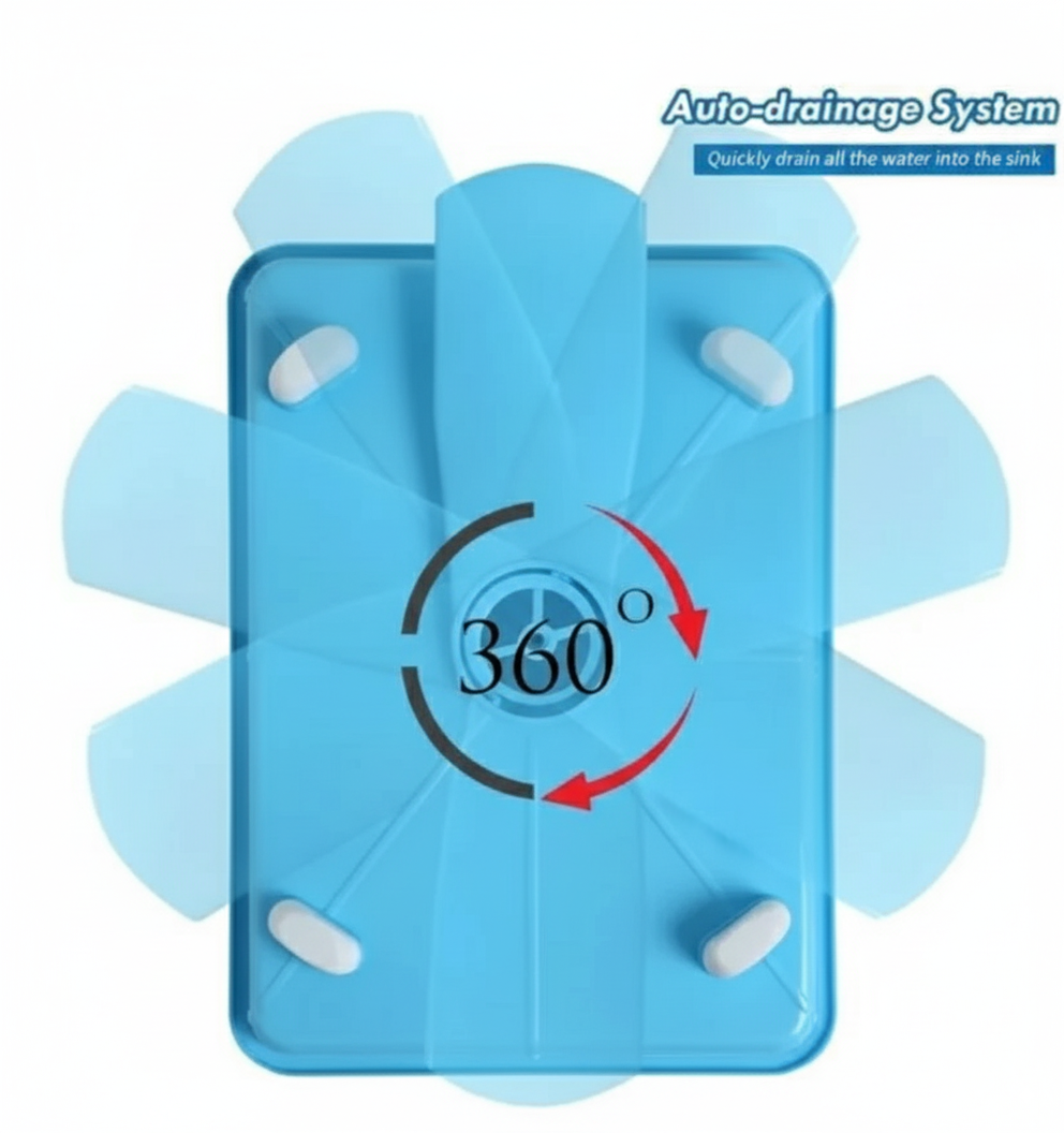 360 Degree Stainless Steel Utensil Basket, Drainer Dish Drainer Basket with Tray for Kitchen Vessel Drainer Rack, Dish Drying Rack with Tray and Cutlery Holder (Blue)